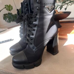 Prada Black Lace Up Boots 39